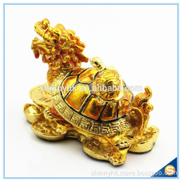 Gold Plated Dragon Turtle With Money Shape Enamel Trinket Box For Decorative SCJ422